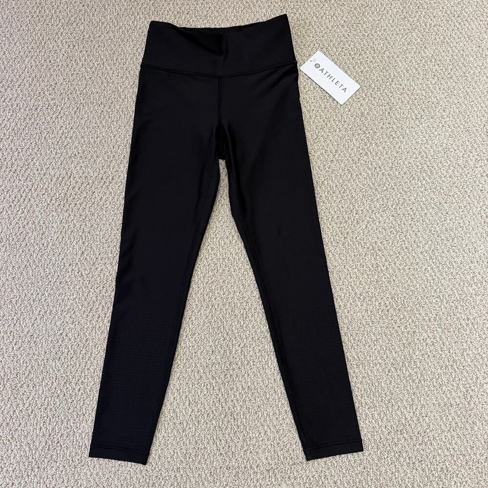 Athleta Interval Perforated Tight Leggings XS Black PowerMove High Rise NWT